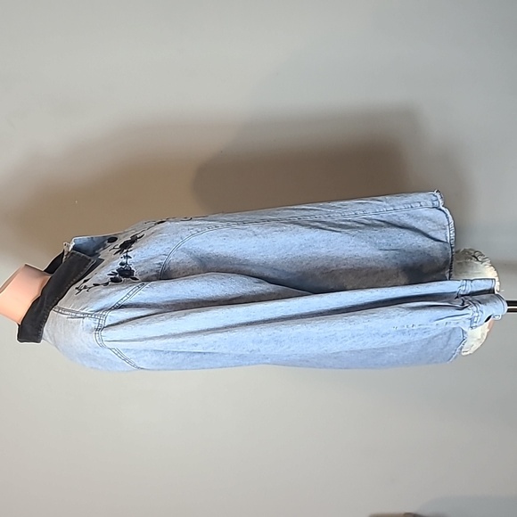 Vintage Shirt Velvet Collared Western Bohemian 90s Country Chambray Denim Medium - Picture 5 of 9